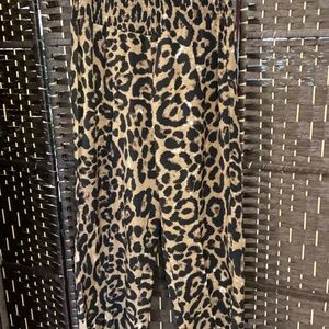 Plus Size Leopard Print.Wide Leg Pants (Brown )